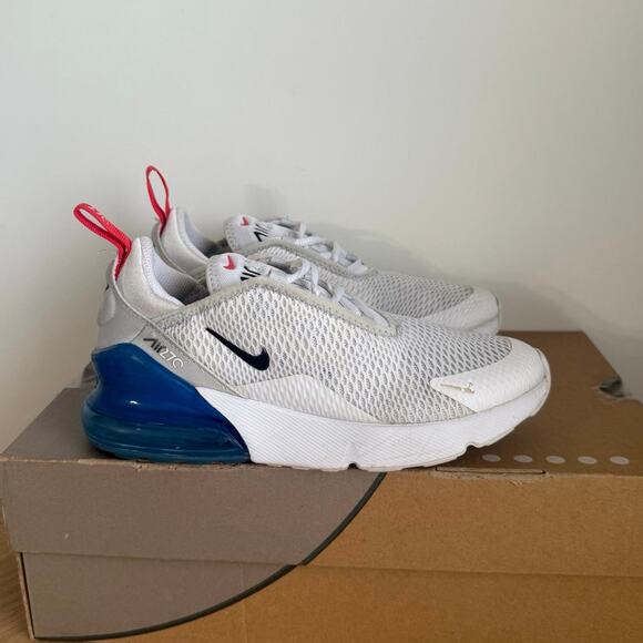 Nike Air Max 270 White/Blue Preschool Kids Sneakers - SZ 2.5 Y - Picture 2 of 12